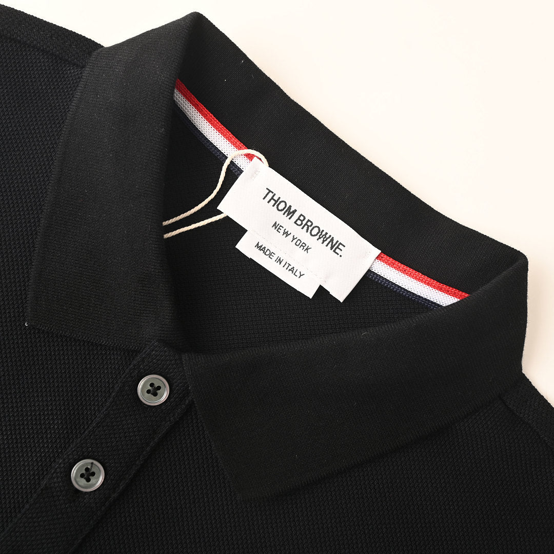 Thom Browne RWB Stripe Cuff Piqué Polo Shirt