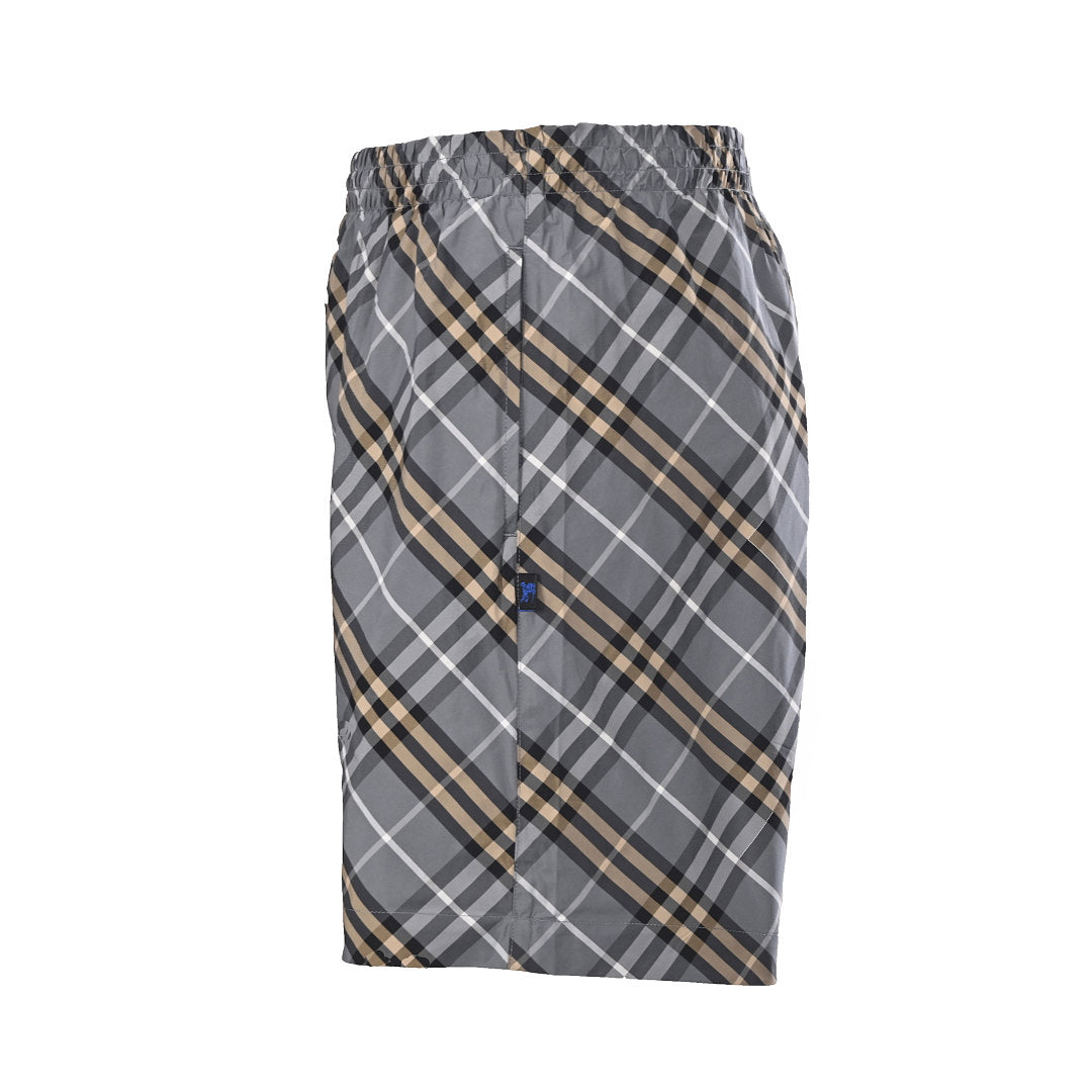BURBERRY Grey-Green Twill Check Shorts