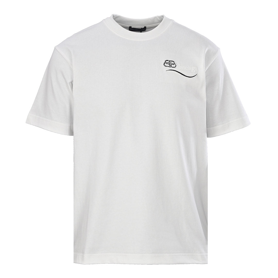 Balenciaga Crewneck T-Shirt – Multi-Layer Wave Embroidery