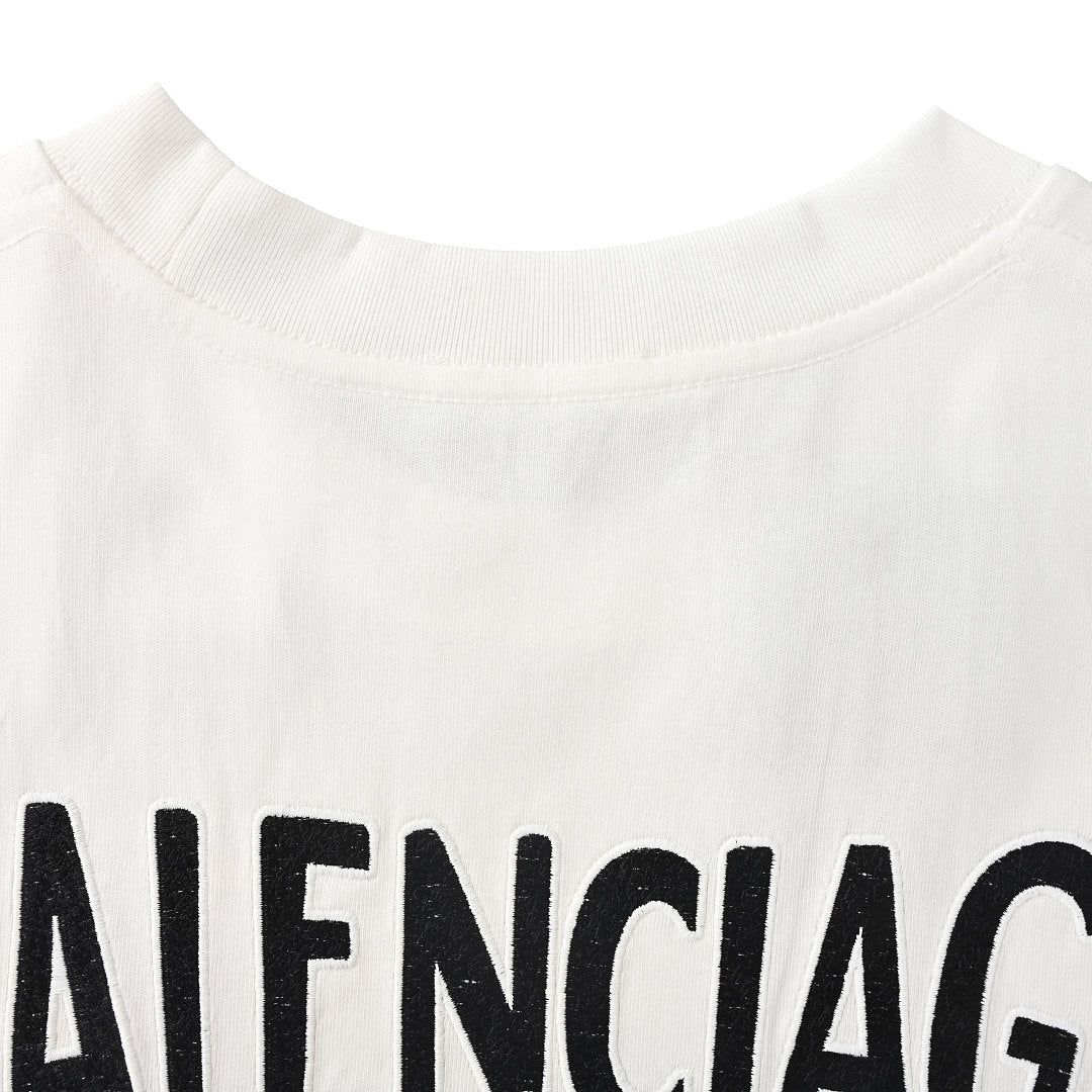 Balenciaga Crewneck T-Shirt – Multi-Layer Wave Embroidery