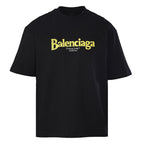 Balenciaga Archive Cracked Gold Logo T-Shirt – Black