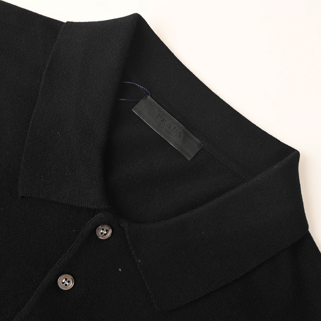 PRADA Embroidered Logo Short-Sleeve Knit Polo Shirt