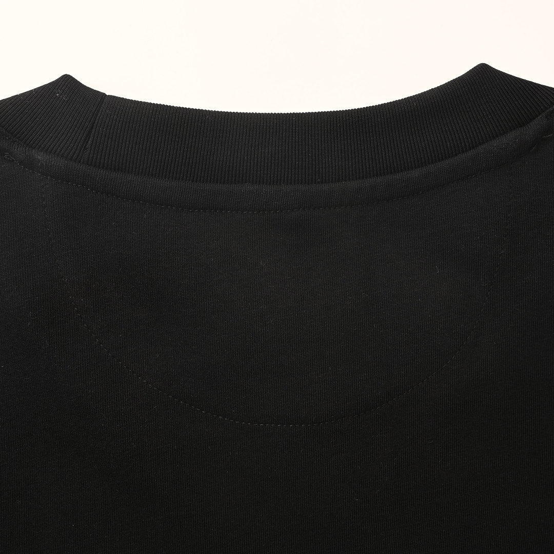 Fendi Roma Karligraphy Rose Gold Sequin Script T-Shirt — Off-Black