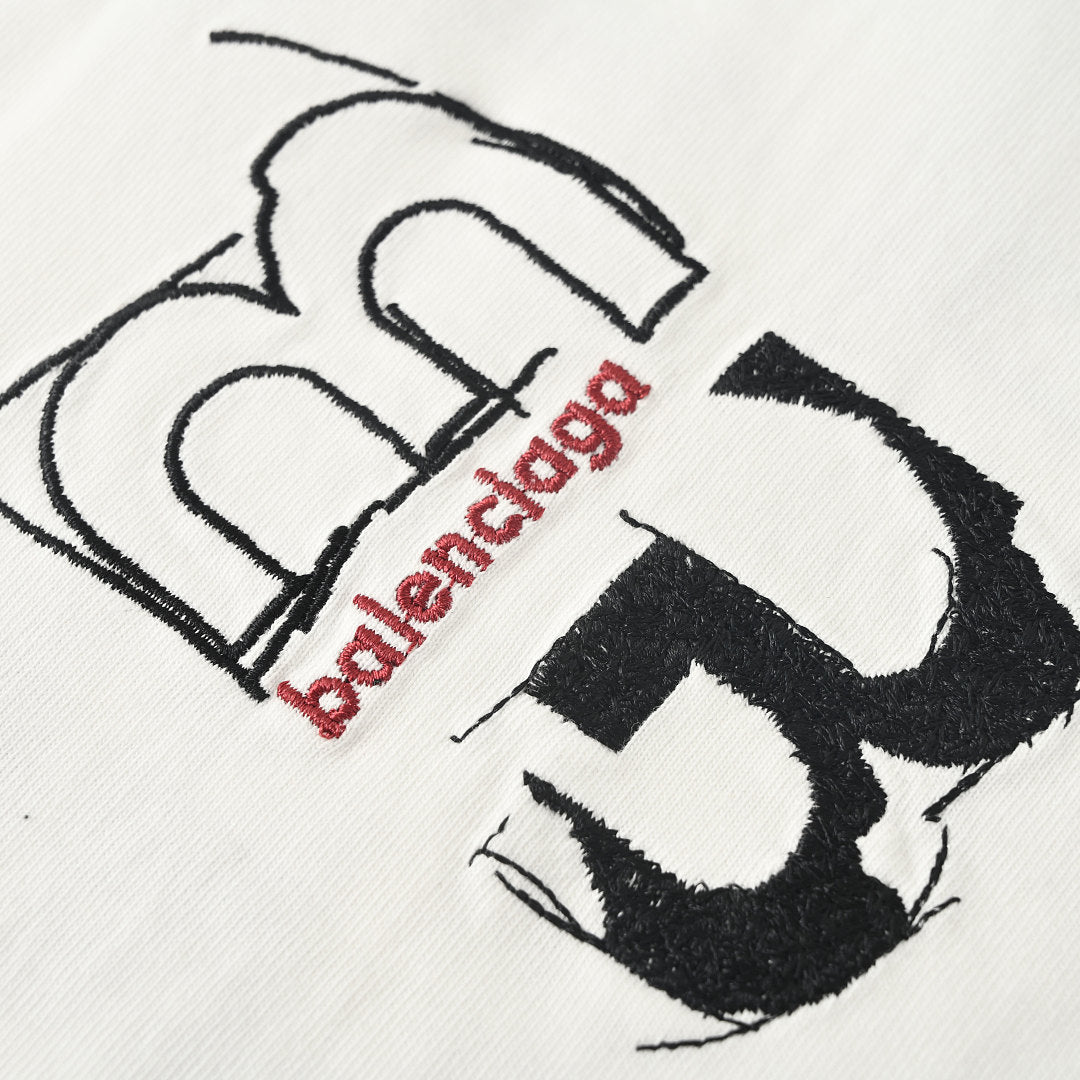 Balenciaga BLCG Double-B Contrast Logo T-Shirt – White