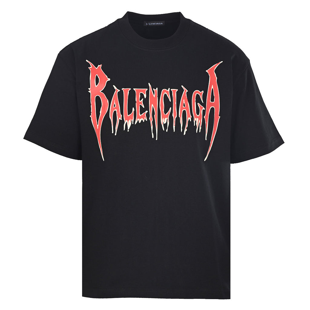 Balenciaga Archive Cracked Gold Logo T-Shirt –BLACK