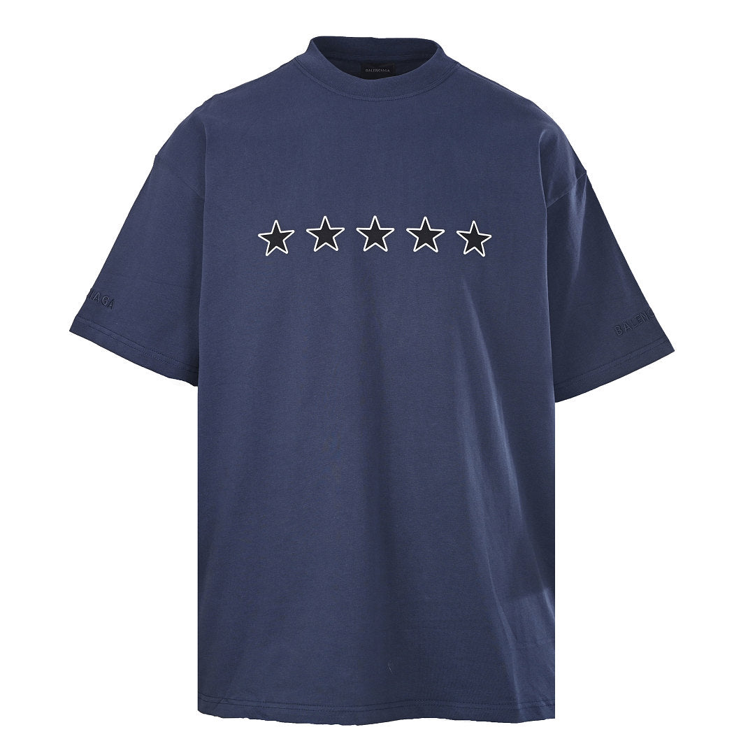 Balenciaga Five Stars Oversized T-Shirt – Navy