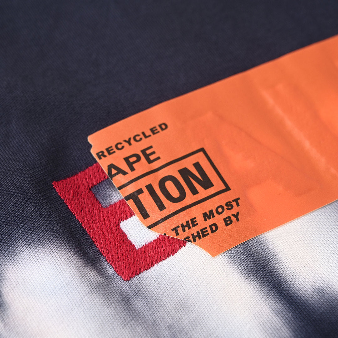 Balenciaga Caution Label Tie-Dye Stripe Oversized T-Shirt – Navy