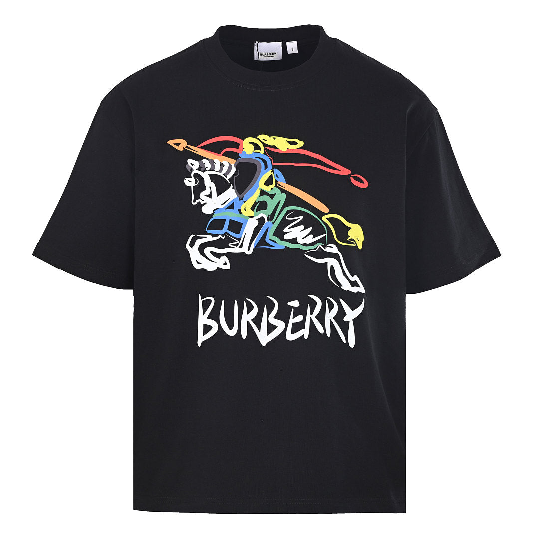 BURBERRY Graffiti Equestrian Knight Print Crew-Neck Short-Sleeve T-Shirt