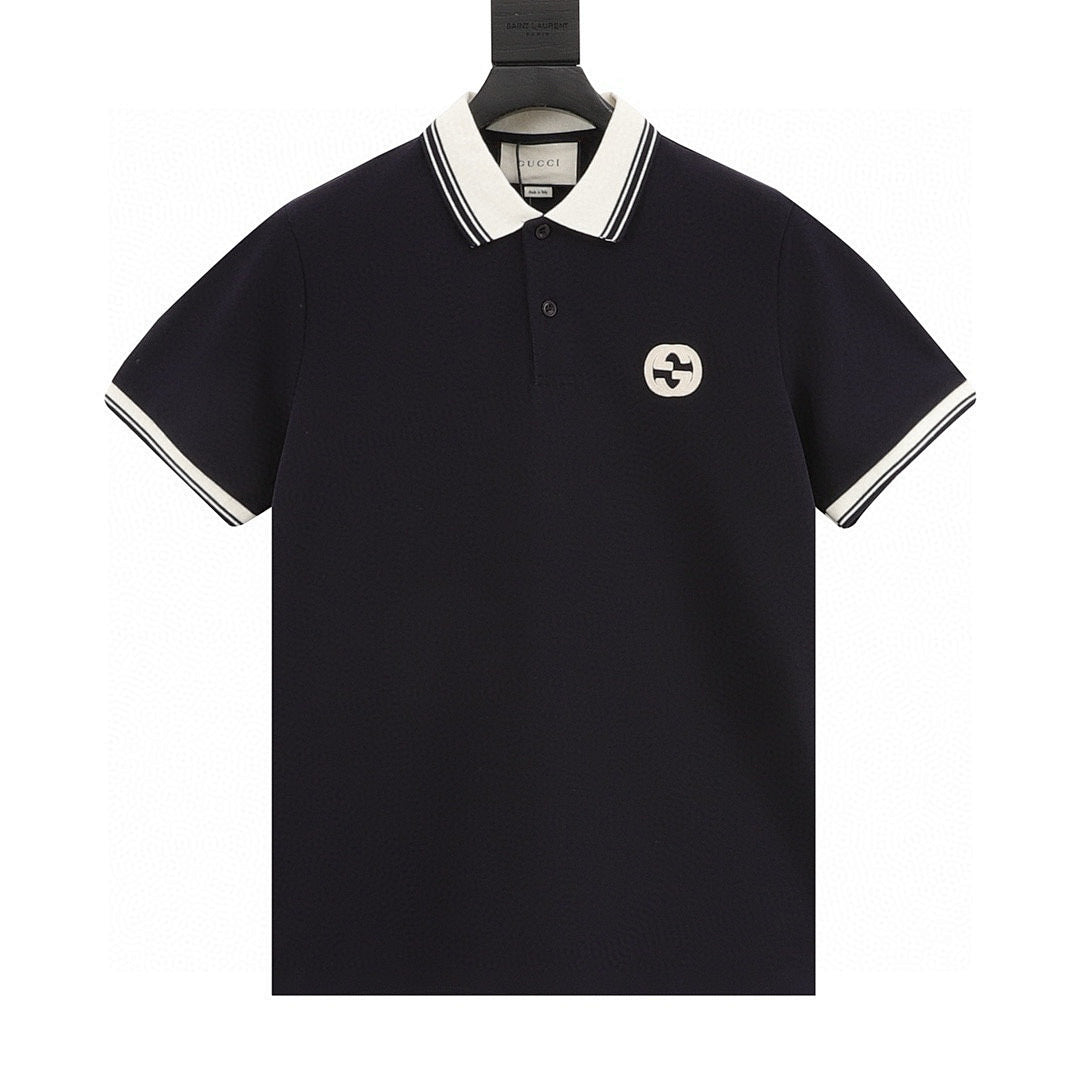 Gucci Short-Sleeve Polo with Embroidered Double G Emblem on the Chest