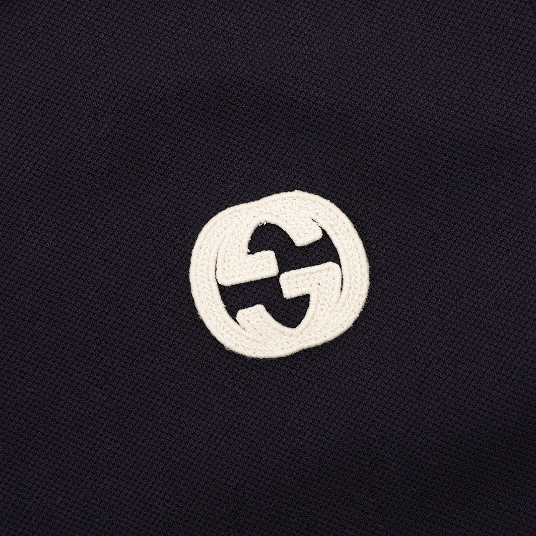 Gucci Short-Sleeve Polo with Embroidered Double G Emblem on the Chest