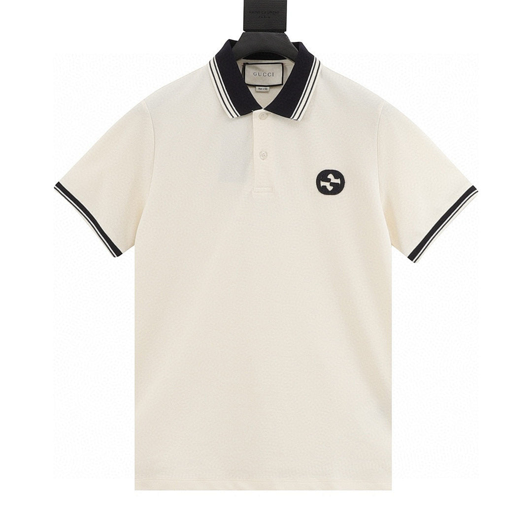 Gucci Short-Sleeve Polo with Embroidered Double G Emblem on the Chest