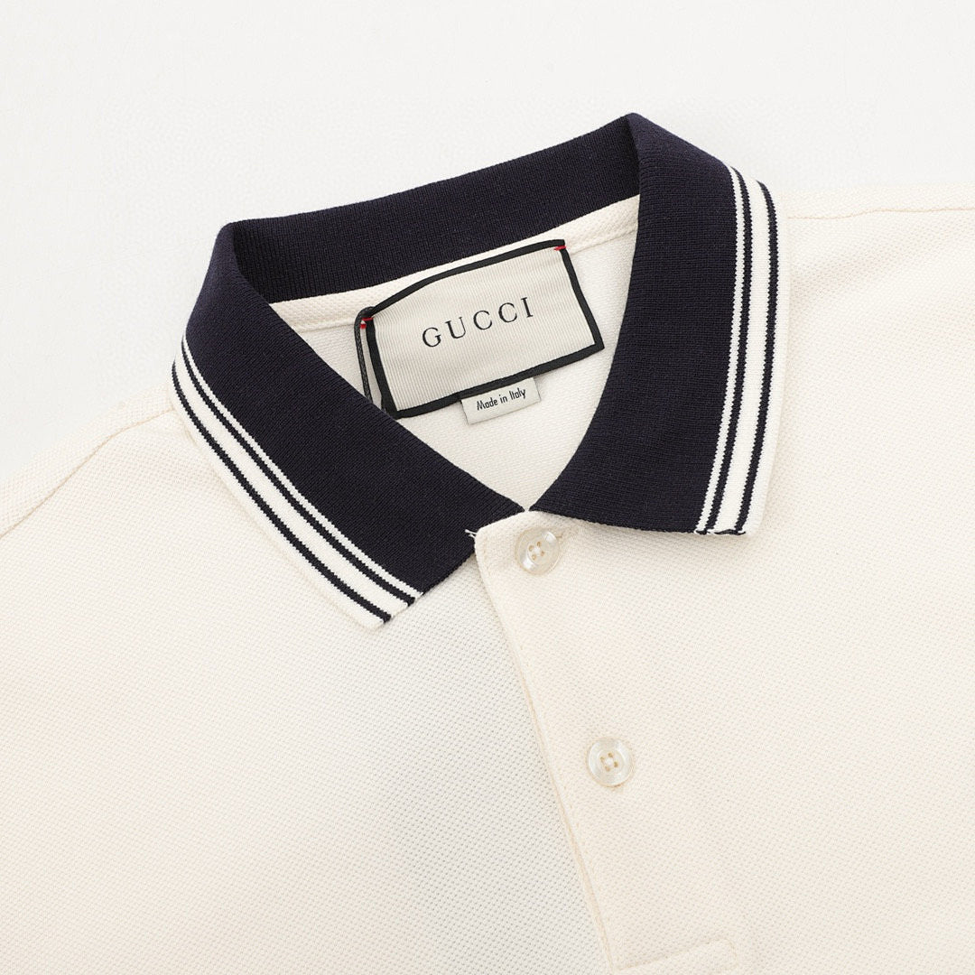 Gucci Short-Sleeve Polo with Embroidered Double G Emblem on the Chest