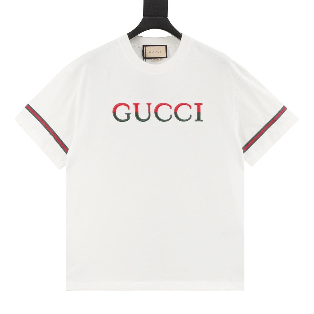 Gucci 3D Embroidered Web Short-Sleeve Top